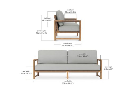 Espresso Outdoor Sofa - 3 Seater