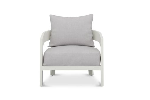 Solid Teak Outdoor Sofa White Powder Coated Frame - 1 Seater