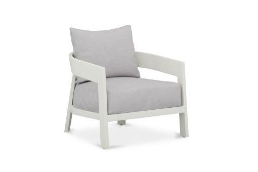 Solid Teak Outdoor Sofa White Powder Coated Frame - 1 Seater