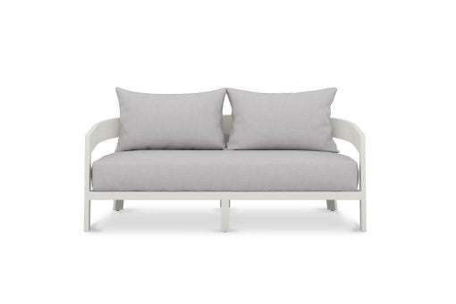 Solid Teak Outdoor Sofa White Powder Coated Frame - 2 Seater