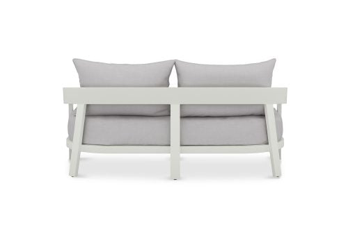 Solid Teak Outdoor Sofa White Powder Coated Frame - 2 Seater