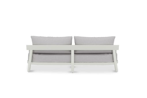 Solid Teak Outdoor Sofa White Powder Coated Frame - 3 Seater