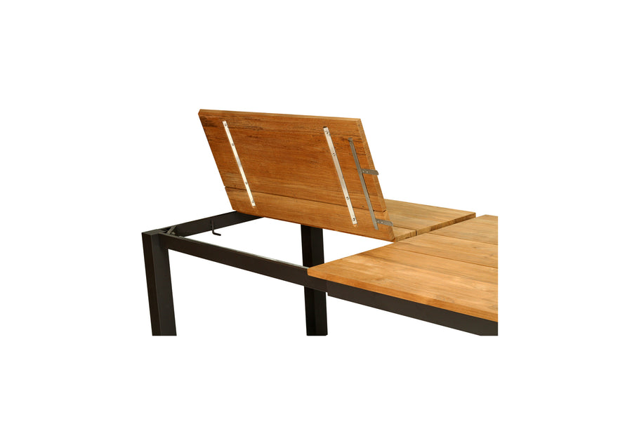 Teak Wooden Outdoor Extension Table 3.1 m Black Frame Leg