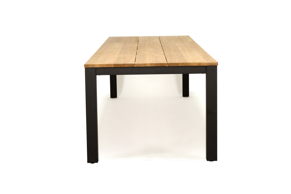 Teak Wooden Outdoor Extension Table 3.1 m Black Frame Leg