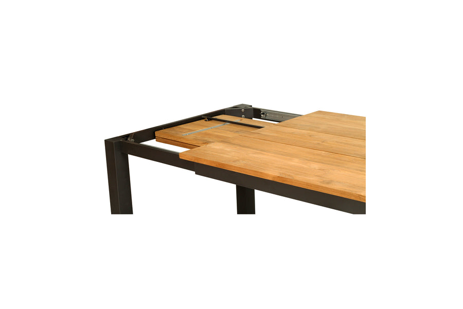 Teak Wooden Outdoor Extension Table 3.1 m Black Frame Leg