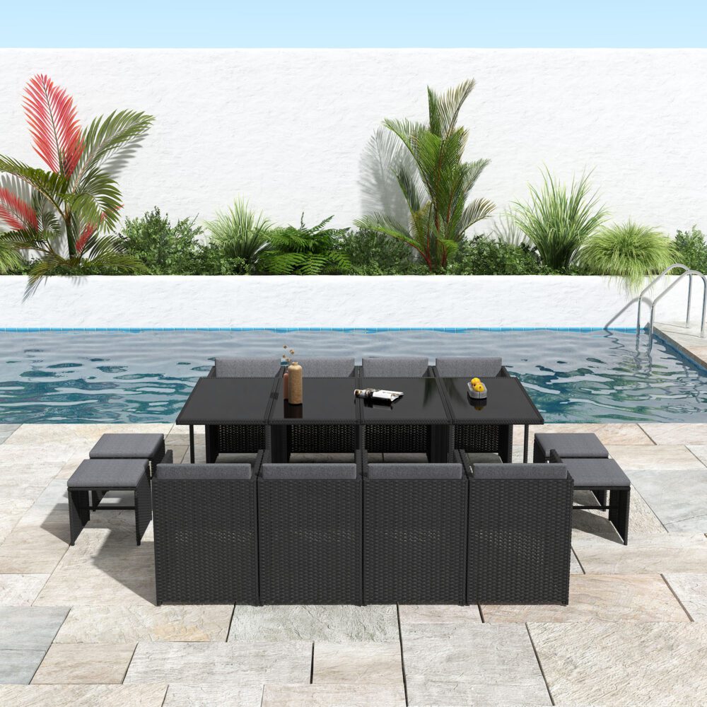 Bali 13PC Outdoor Dining Set-Black