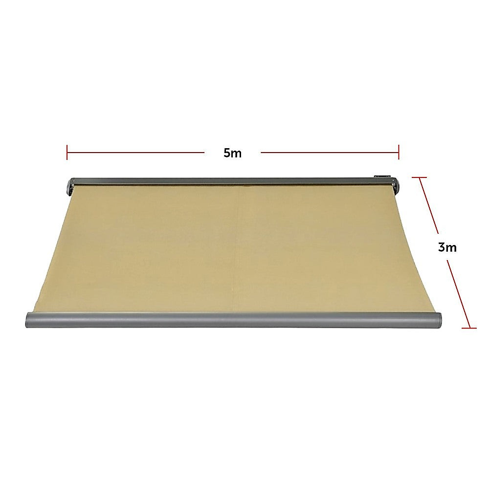 Folding Arm Awning Full Cassette Motorised Beige 5x3m