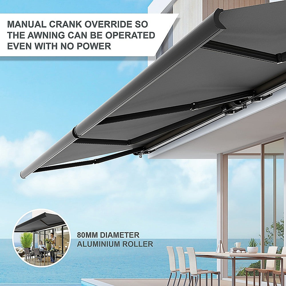 Folding Arm Awning Full Cassette Motorised Grey 5x3m