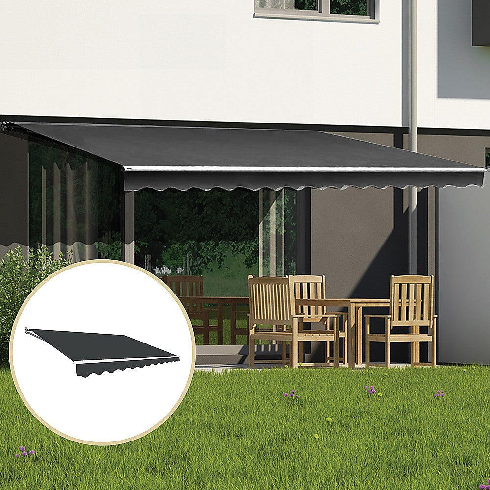 Outdoor Folding Arm Awning Retractable Sunshade Canopy Grey 5.0m x 2.5m