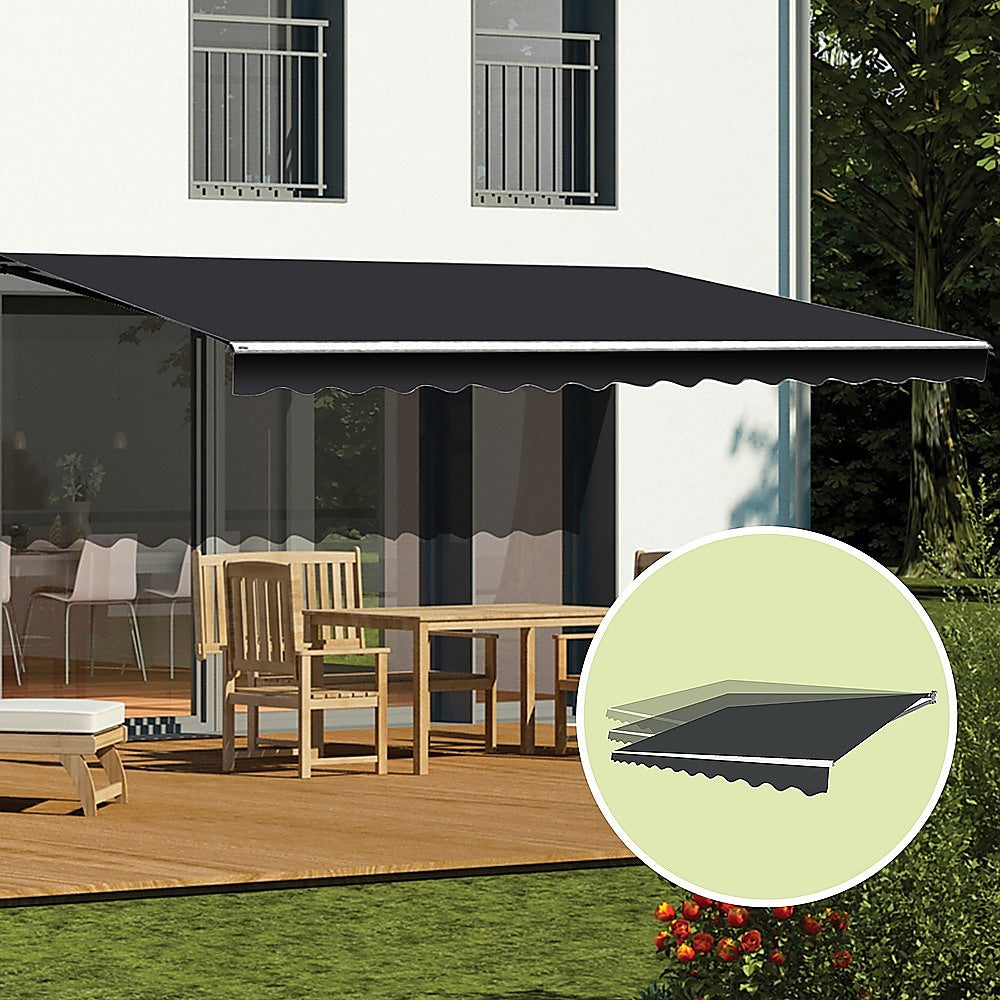 Motorised Outdoor Folding Arm Awning Retractable Sunshade Canopy Grey 4.0m x 3.0m