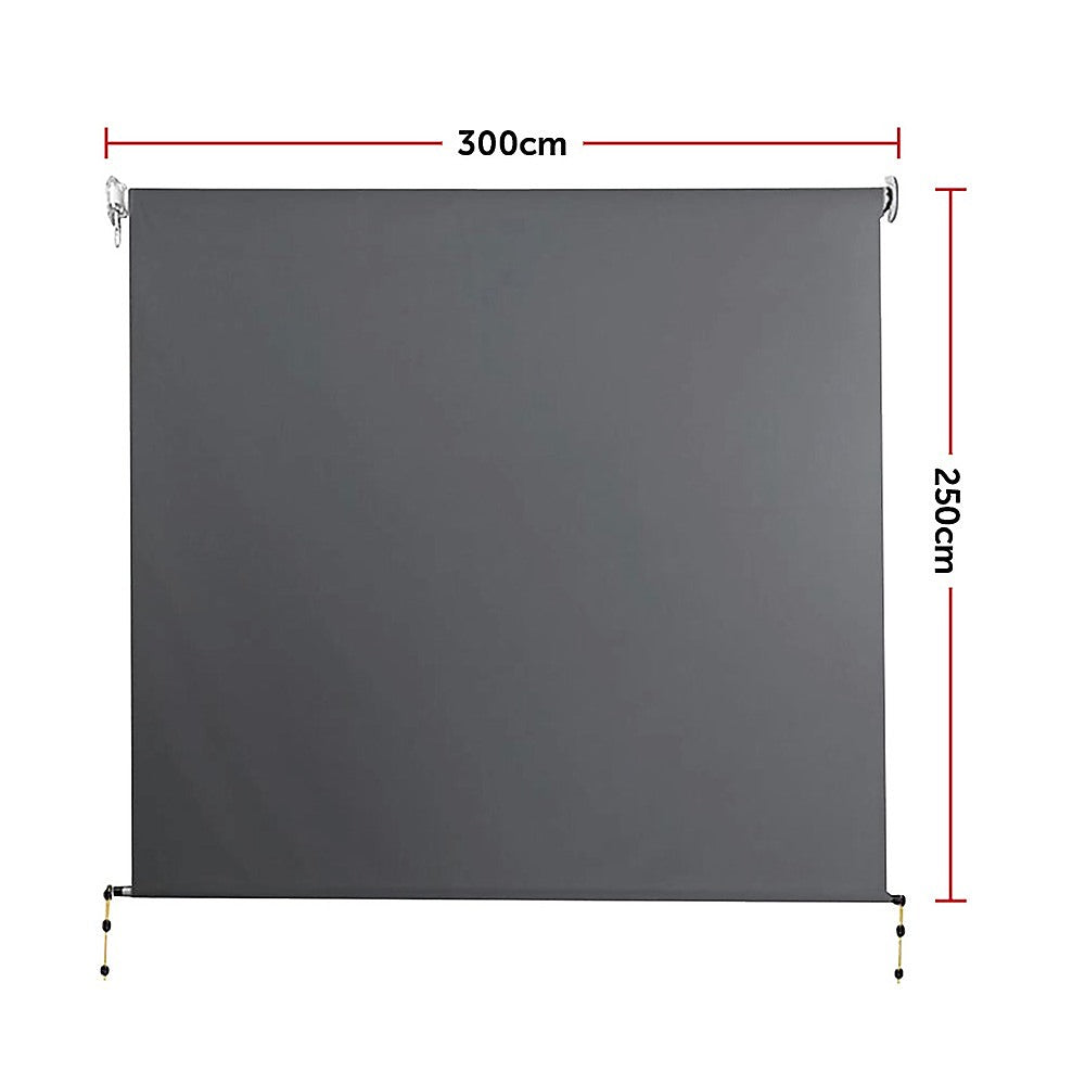 Retractable Straight Drop Roll Down Awning Garden Patio Screen 3.0X2.5M