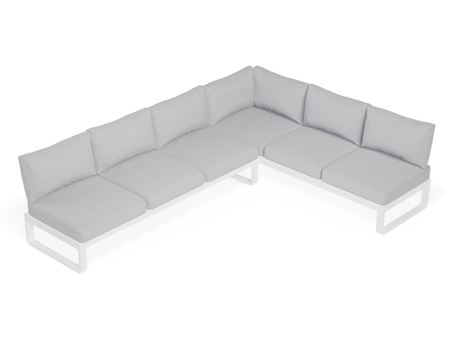 Rose E Outdoor Sofa in Matt White Aluminum with Light Grey Cushions