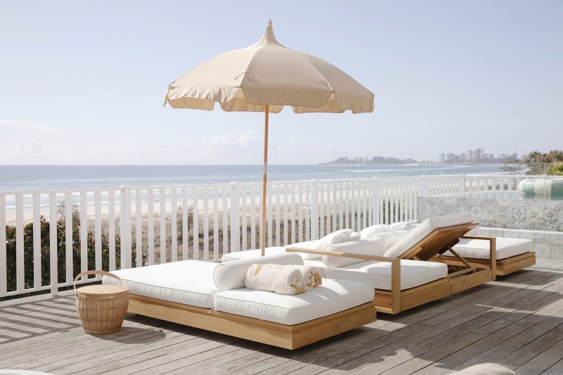 Woody Tan Outdoor Double Sunlounger