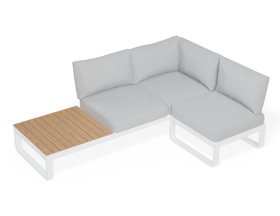 Rose D Outdoor Sofa in Matt White Aluminum with Light Grey Cushions