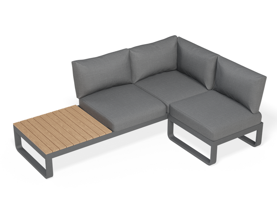 Rose D Outdoor Sofa in Matt Charcoal Aluminum with Dark Grey Cushions