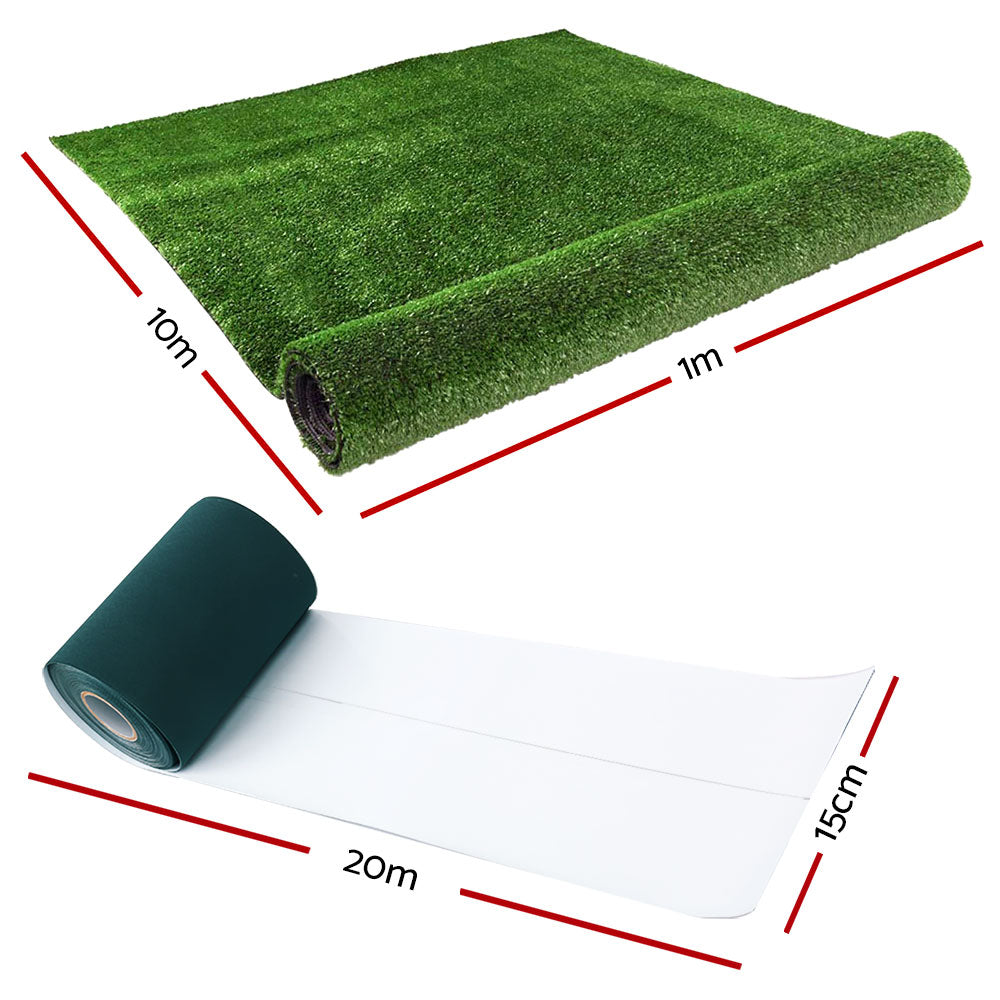 Primeturf 2x10m Artificial Grass Synthetic Fake 20SQM Turf Lawn 17mm Tape