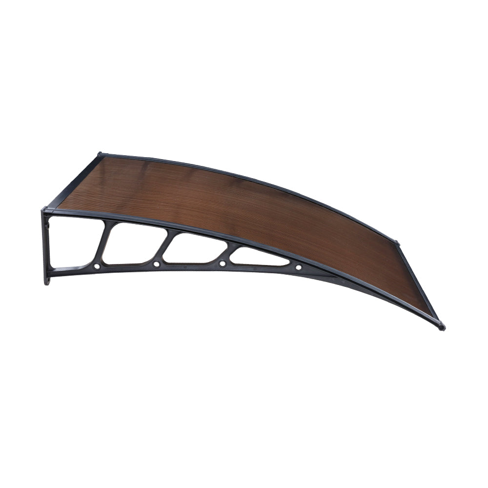 Instahut Window Door Awning Canopy 1.5mx4m Brown Sheet Black Plastic Frame