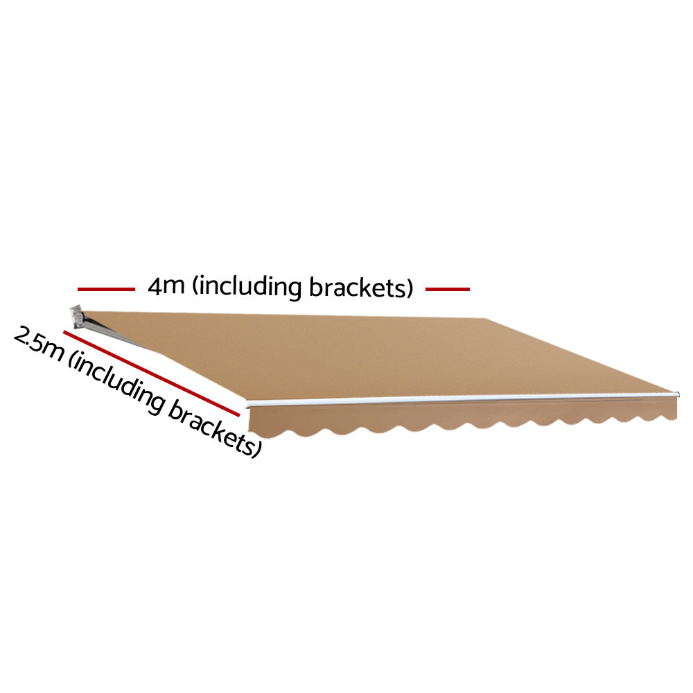 Awning Motorised Folding Arm Beige Awning 4x2.5m