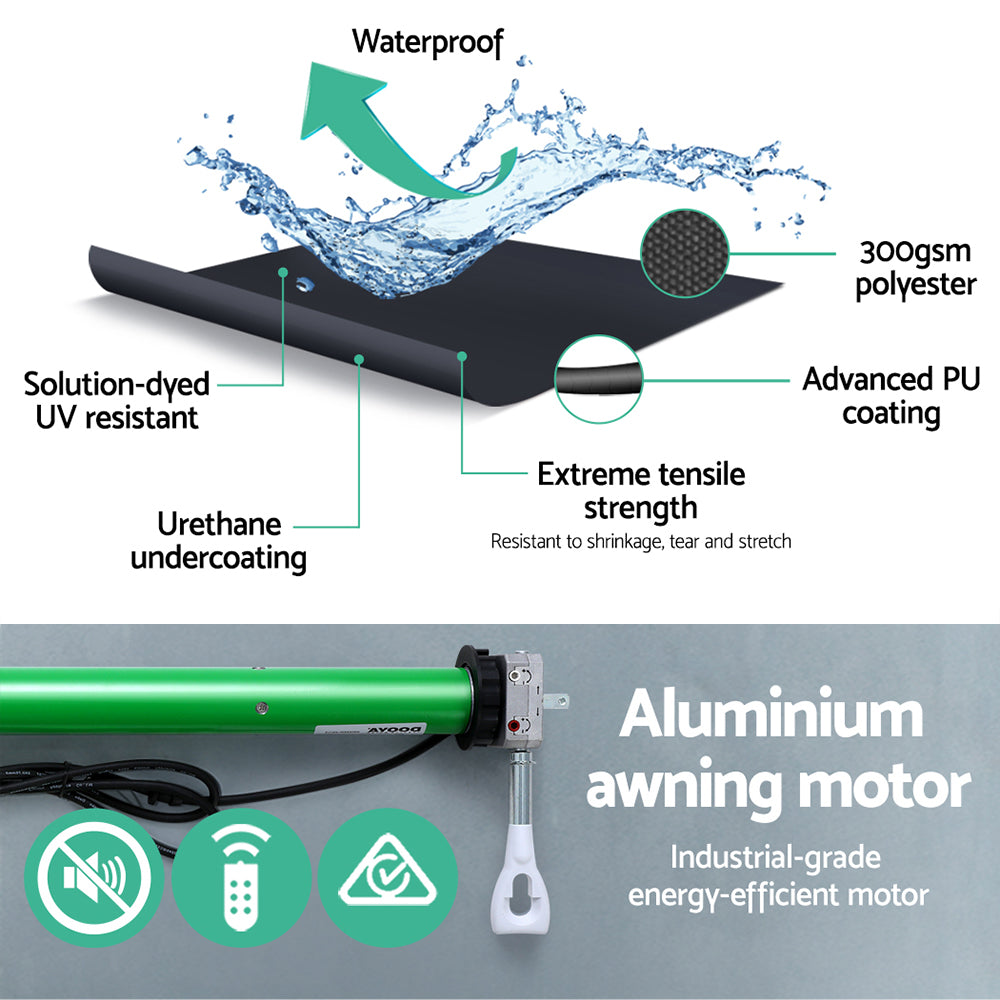 Awning Motorised Folding Arm Retractable Outdoor Sunshade 5X2.5M