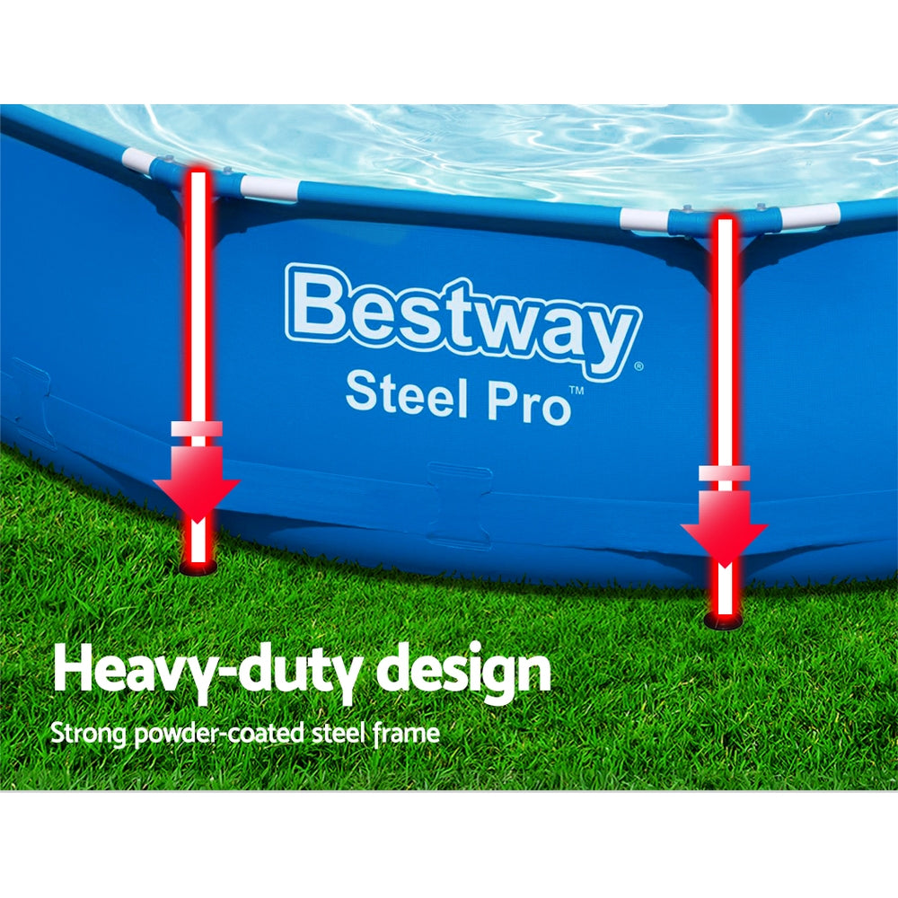 Bestway Swimming Pool 396x84cm Steel Frame Round Above Ground Pools w/ Filter Pump 8680L