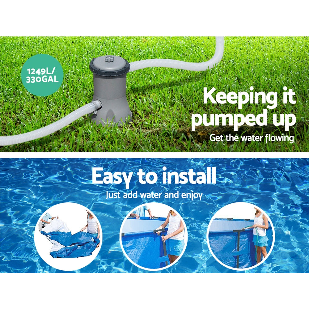 Bestway Swimming Pool 396x84cm Steel Frame Round Above Ground Pools w/ Filter Pump 8680L