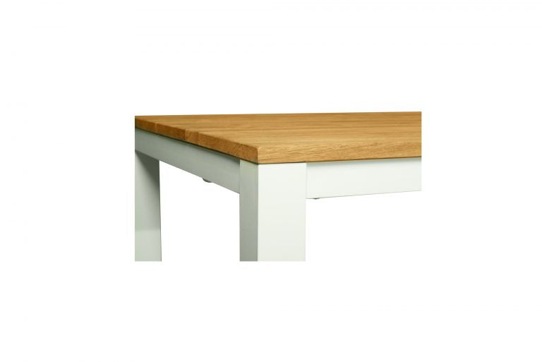 Teak Wooden Outdoor Extension Table White Frame Leg