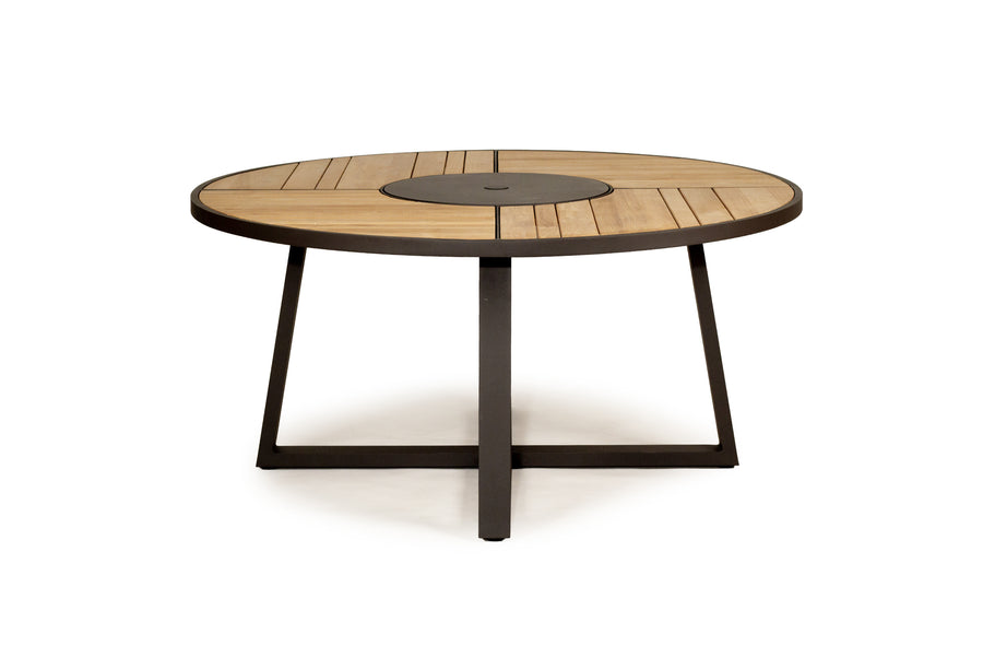 Jasmine Woody Outdoor Round Dining Table with Black Leg - 160cm