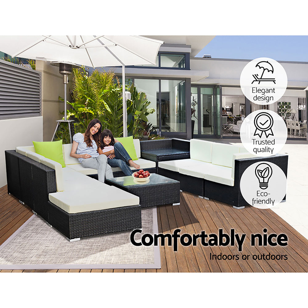 Sofa Set Outdoor Furniture with Storage 11PC Wicker