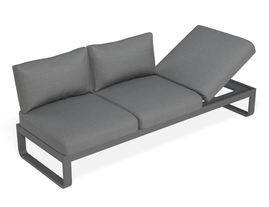 Rose Outdoor 3 Seater Sunlounge in Matt Charcoal Frame Dark Grey Fabric