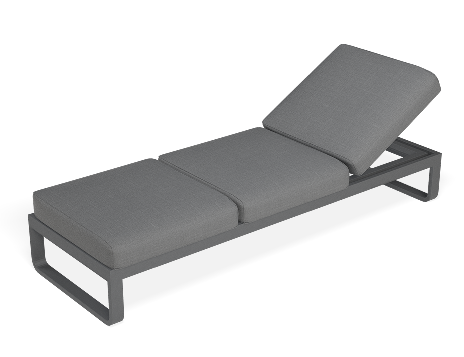 Rose Outdoor 3 Seater Sunlounge in Matt Charcoal Frame Dark Grey Fabric