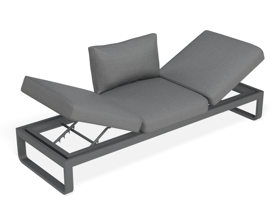 Rose Outdoor 3 Seater Sunlounge in Matt Charcoal Frame Dark Grey Fabric