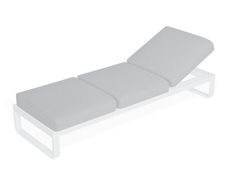 Rose Outdoor 3 Seater Sunlounge in Matt White Frame Light Grey Fabric