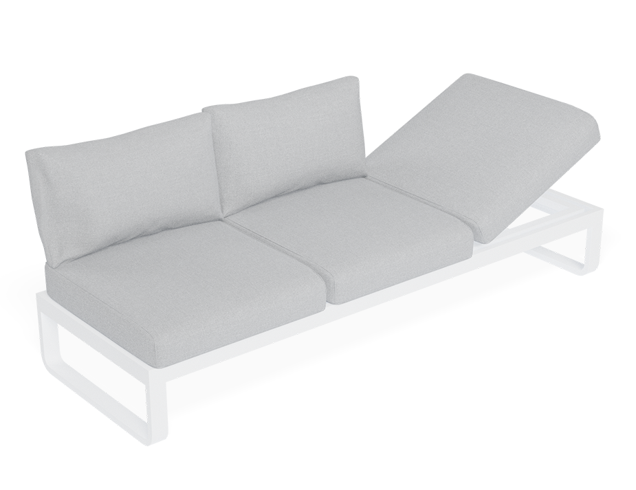 Rose Outdoor 3 Seater Sunlounge in Matt White Frame Light Grey Fabric