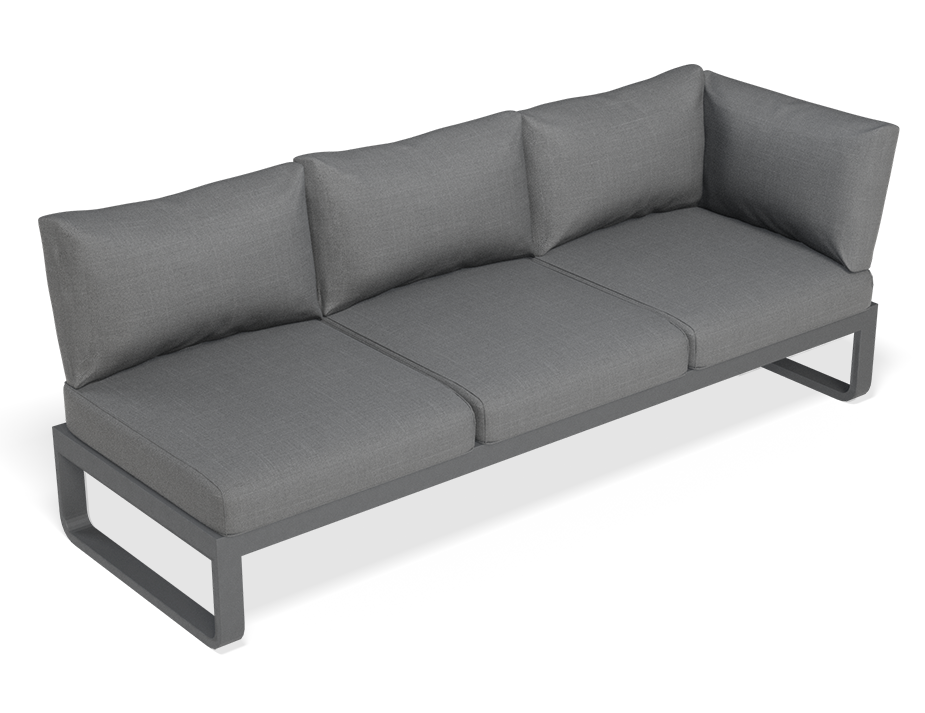 Rose A Outdoor Sofa in Matt Charcoal Aluminum with Dark Grey Cushions