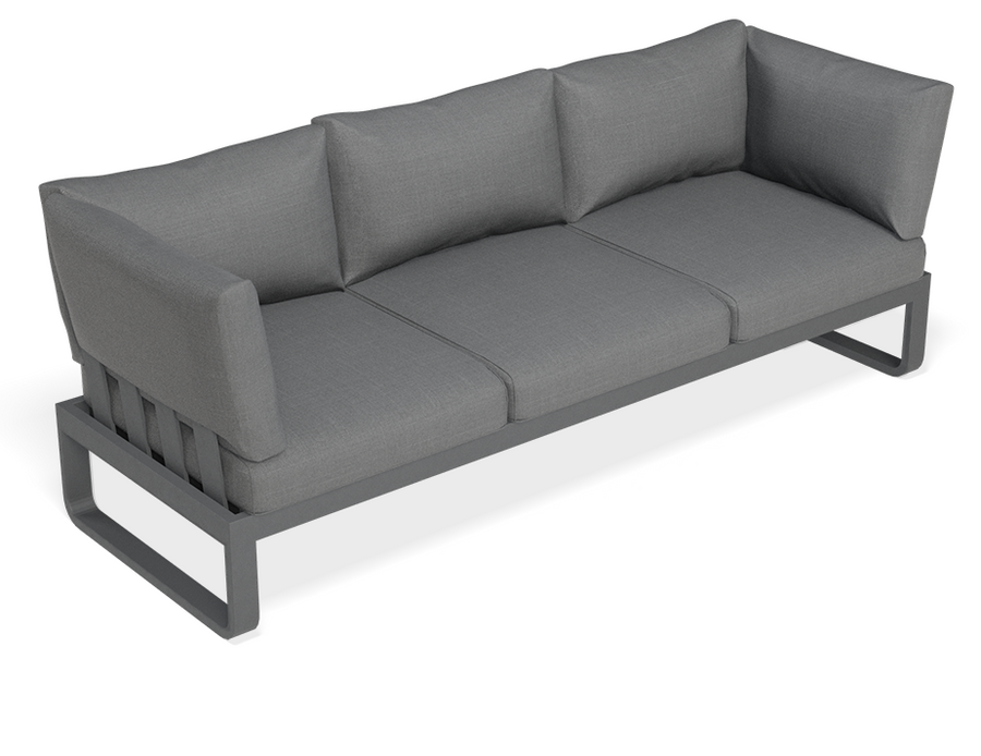 Rose A Outdoor Sofa in Matt Charcoal Aluminum with Dark Grey Cushions