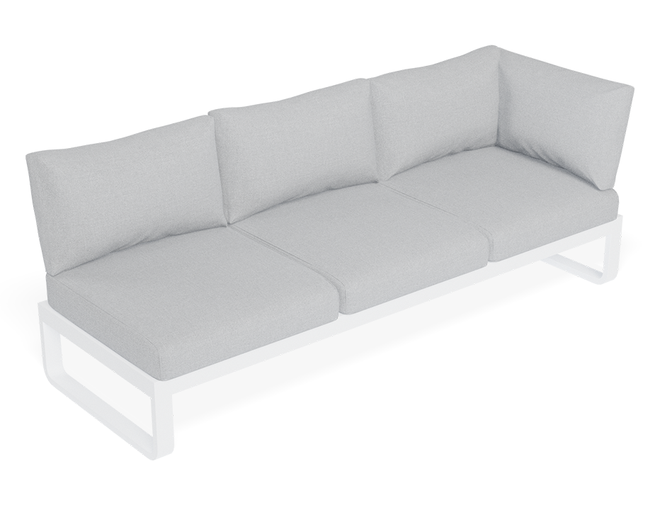 Rose A Outdoor Sofa in Matt White Aluminum with Light Grey Cushions