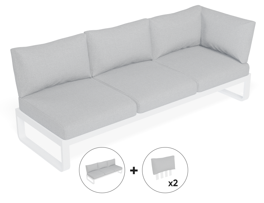 Rose A Outdoor Sofa in Matt White Aluminum with Light Grey Cushions