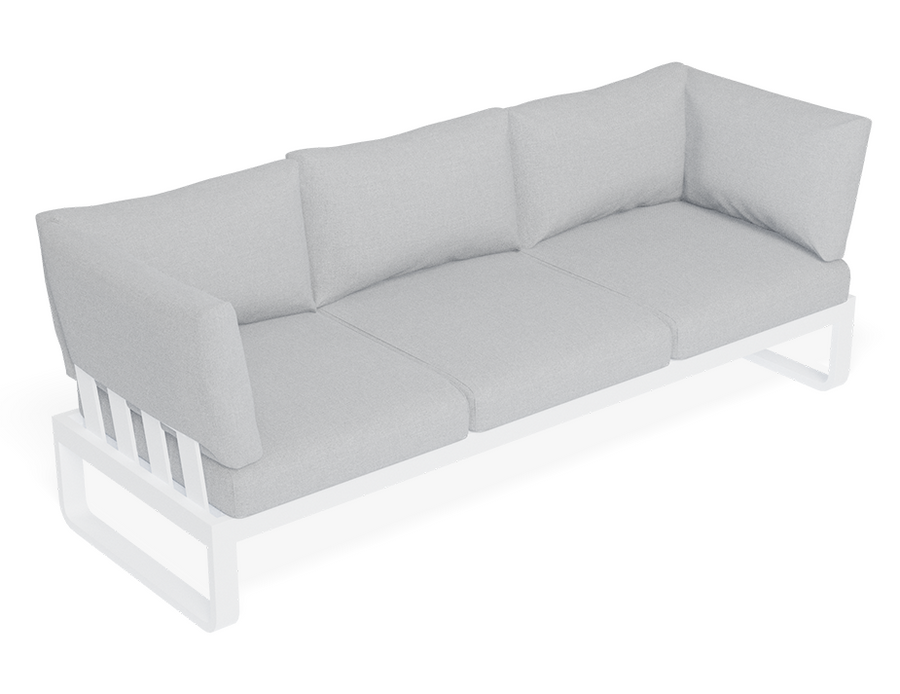 Rose A Outdoor Sofa in Matt White Aluminum with Light Grey Cushions