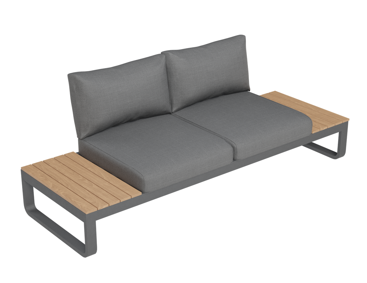 Rose B Outdoor Sofa in Matt Charcoal Aluminum with Dark Grey Cushions