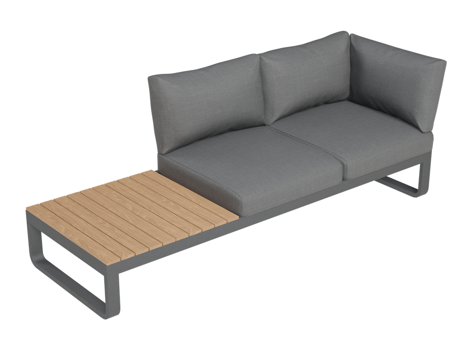 Rose B Outdoor Sofa in Matt Charcoal Aluminum with Dark Grey Cushions