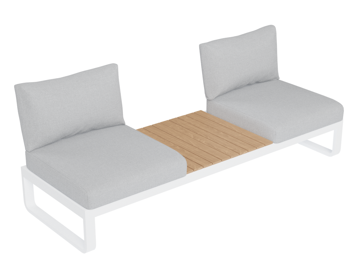 Rose B Outdoor Sofa in Matt White Aluminum with Light Grey Cushions