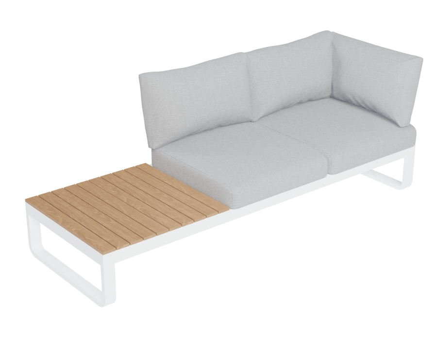 Rose B Outdoor Sofa in Matt White Aluminum with Light Grey Cushions