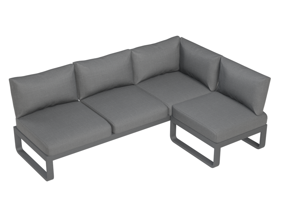 Rose C Outdoor Sofa in Matt Charcoal Aluminum with Dark Grey Cushions