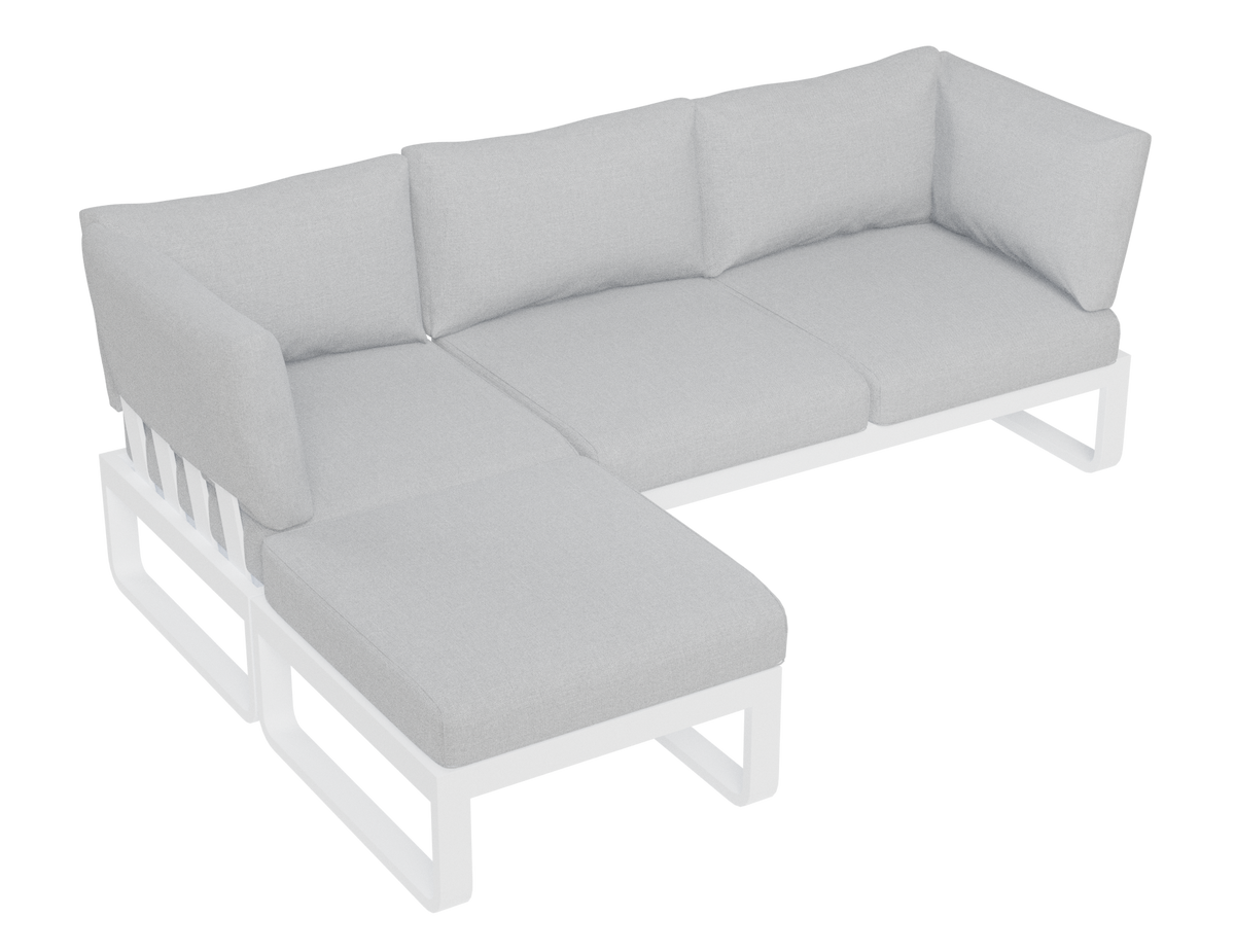 Rose C Outdoor Sofa in Matt White Aluminum with Light Grey Cushions