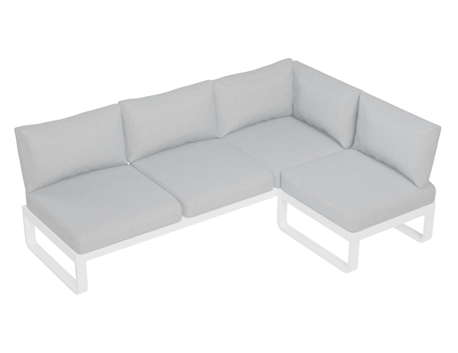 Rose C Outdoor Sofa in Matt White Aluminum with Light Grey Cushions