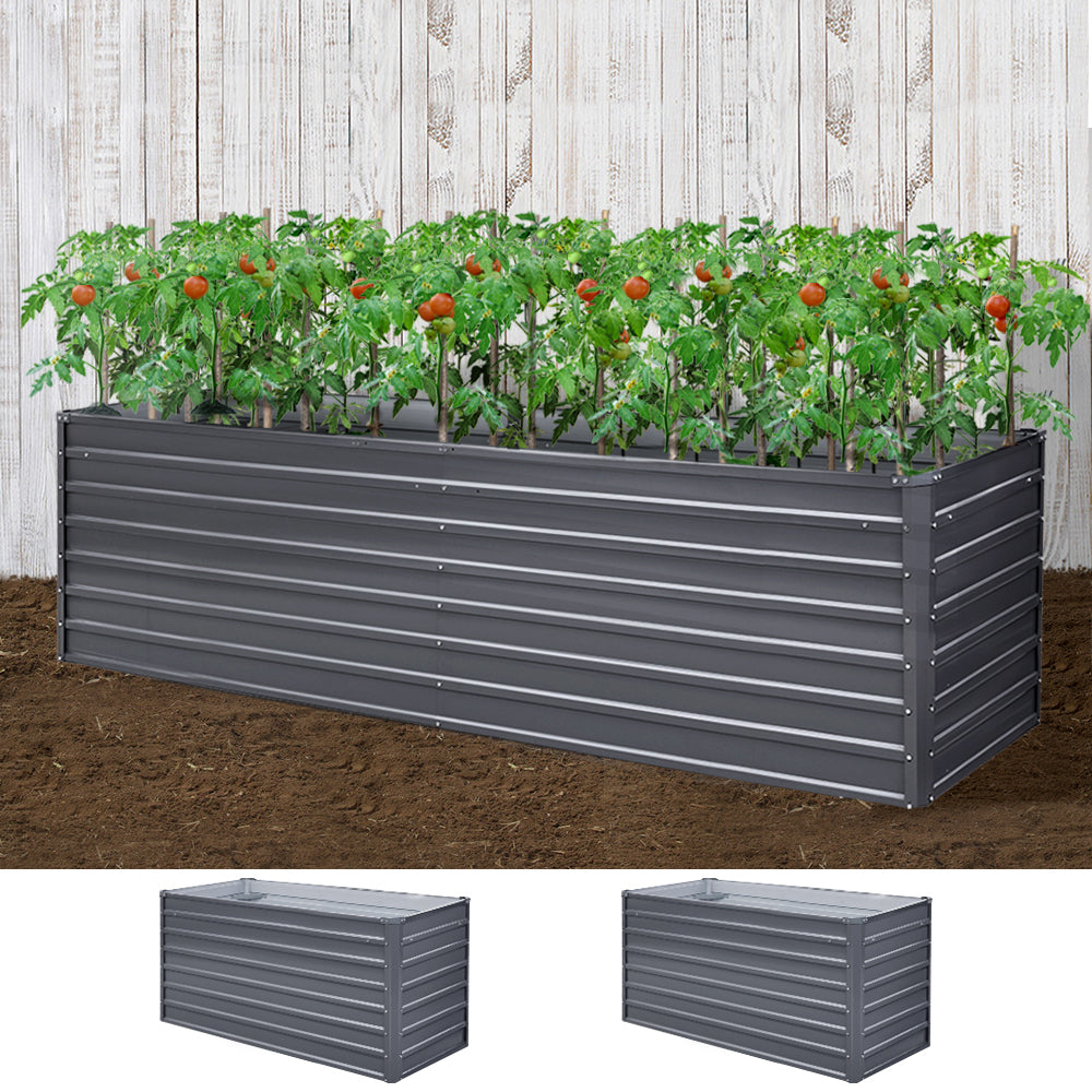 Greenfingers Garden Bed 320x80x77cm Planter Box Raised Container Galvanised Herb