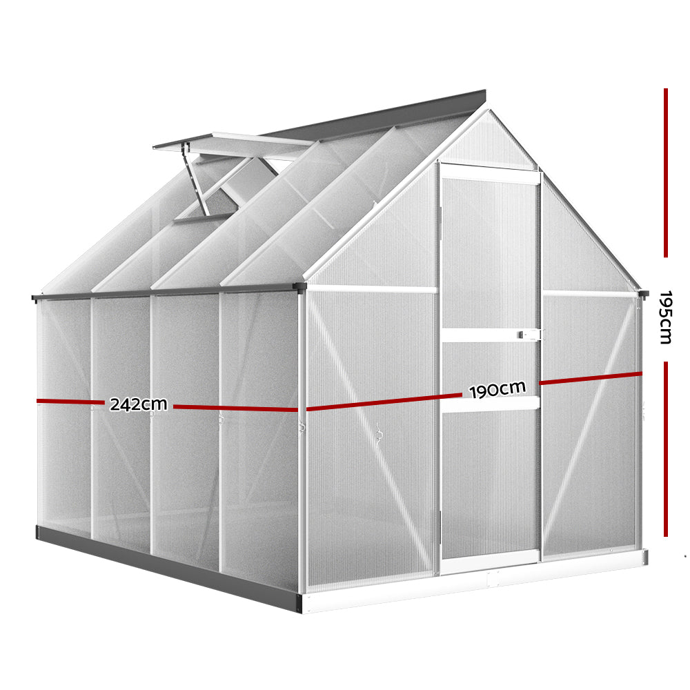 Greenhouse Aluminum Garden Shed Unbreakable double-walled 2.4x1.9M