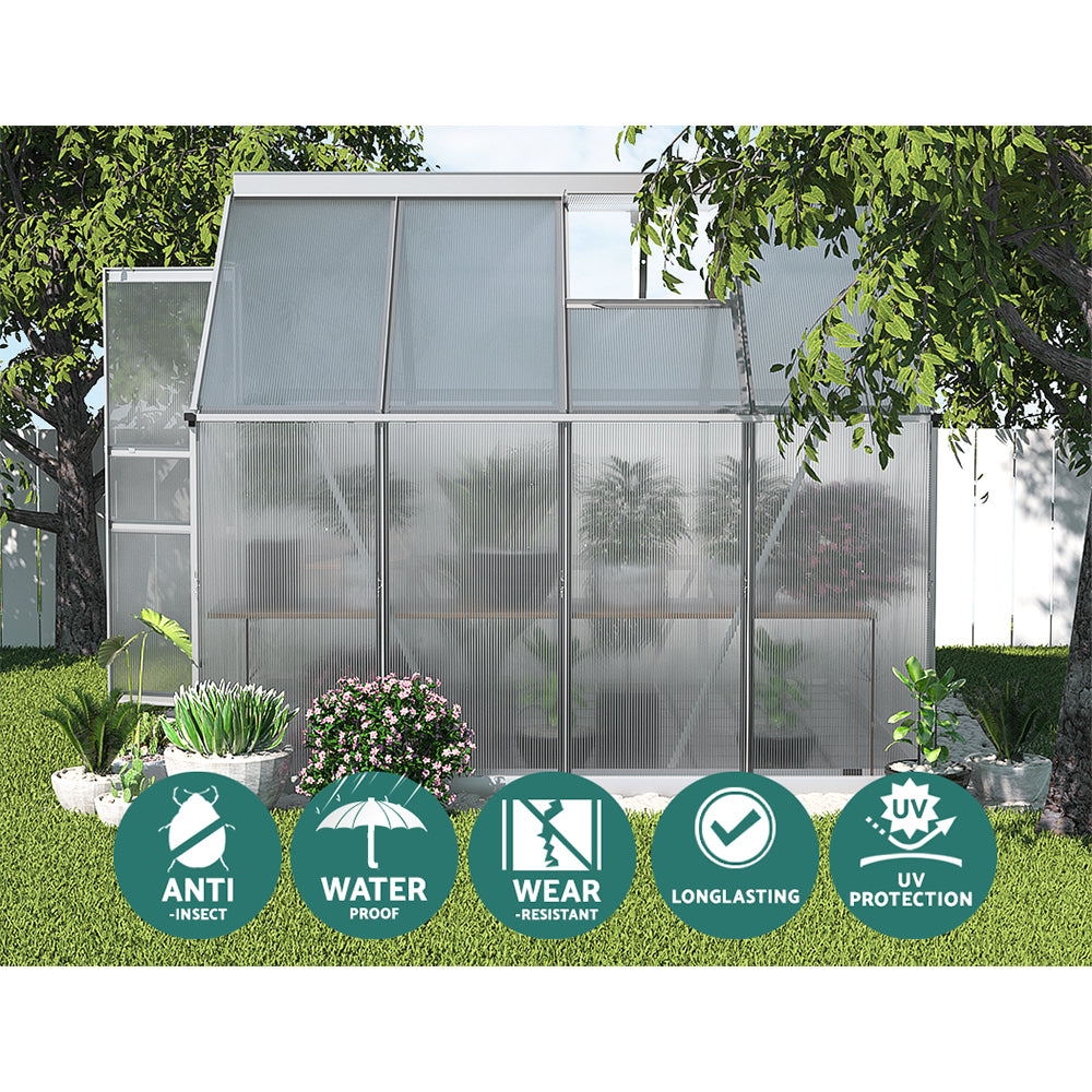 Greenhouse Aluminum Garden Shed Unbreakable double-walled 2.4x1.9M