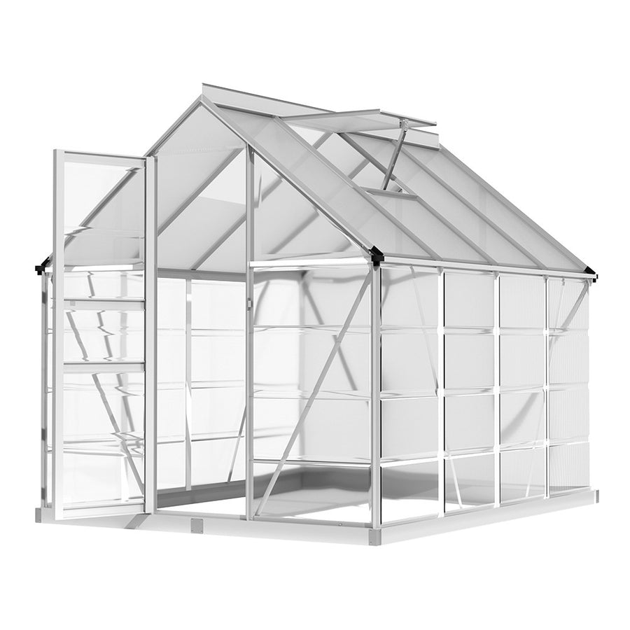 Greenfingers Greenhouse 2.48x1.89x2M Aluminium Polycarbonate Green House Garden Shed