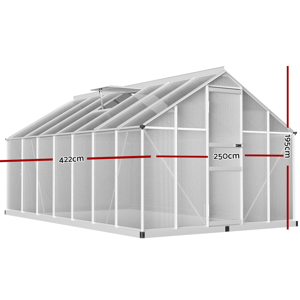 Greenfingers Greenhouse 4.2x2.5x1.95M Aluminium Polycarbonate Green House Garden Shed